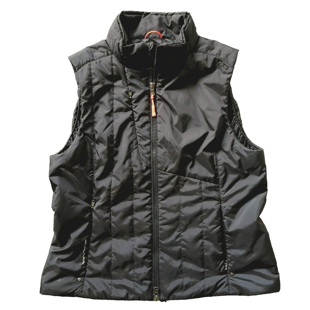 RLX  Ralph Lauren Women's Black Sz M Sleeveless Full-Zip Vest Logo